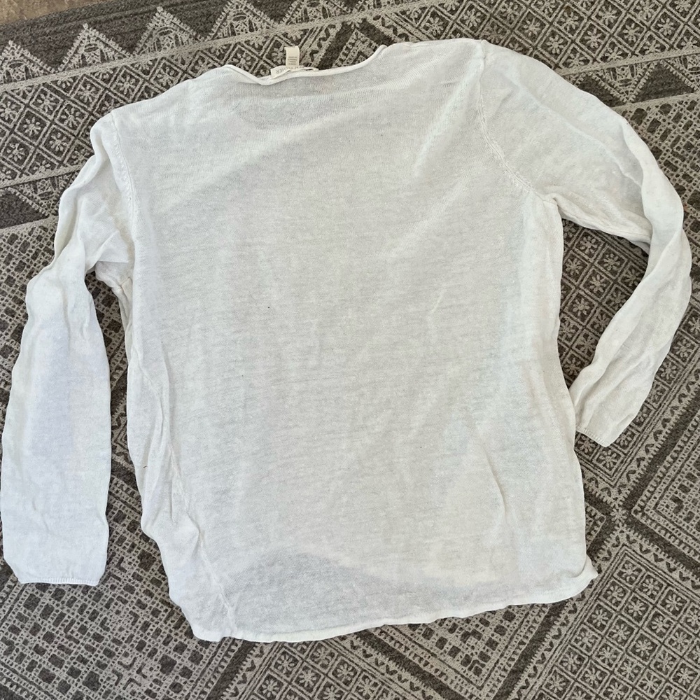 100% organic linen timeless minimalist Eileen Fisher ruched lagenlook shirt - Picture 7 of 7